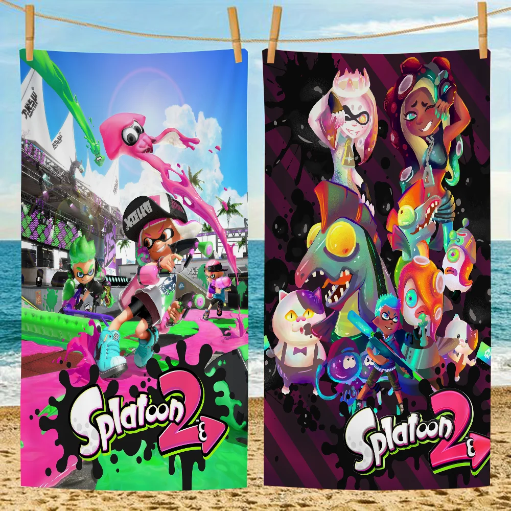 Game Splatoon Beach Towels Shower Towel Sauna Travel Spa Microfiber Quick Dry Gym Accessories Cute Room Decor