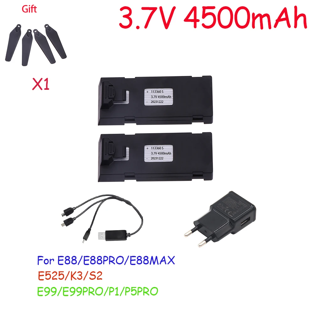 3.7V 4500Mah RC Drone Battery Accessory For E88 E88PRO E99 K3 Ls-E525 E525 PRO Mini Uav Drone Battery Special Battery Rc Parts