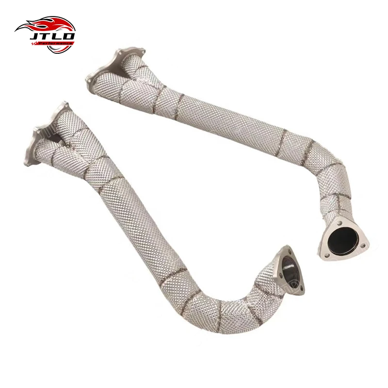High Performance Over-Axle Pipes - 304 Stainless Steel Exhaust For 718 GT4 With Heat Shield