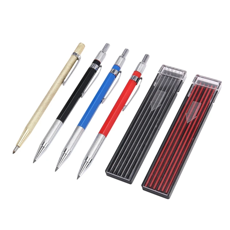 

New-Carpenter Pencil Scriber Tool With 24PCS Refills, For Construction, Woodworking, Glass, Ceramics And Metal Marking