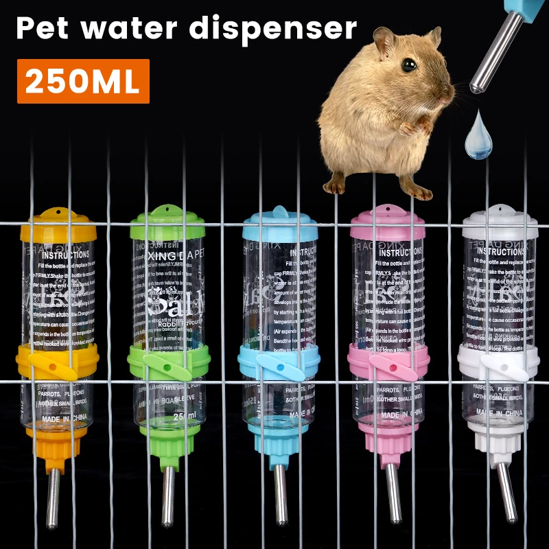 125/250ML Plastic Rabbit Drinking Bottle Hamster Cage Water Bottle Dispenser For Bunny Guinea Pig Squirrel Small Pet Feeder