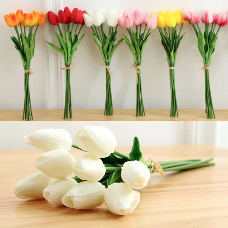 Ramos de tulipán simulados, flores artificiales falsas, decoración del hogar, decoración de boda, decoraciones duraderas y no marchitas, 1 ud.