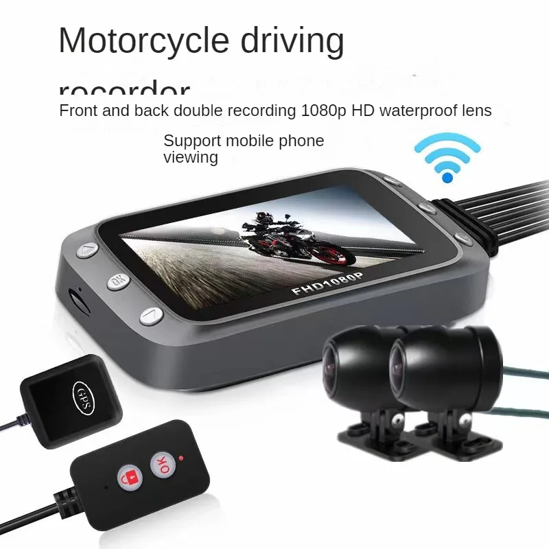 

WiFi Motorcycle DVR Dash Cam Full HD 1080P Front Rear View Waterproof Camera GPS Logger Recorder Box