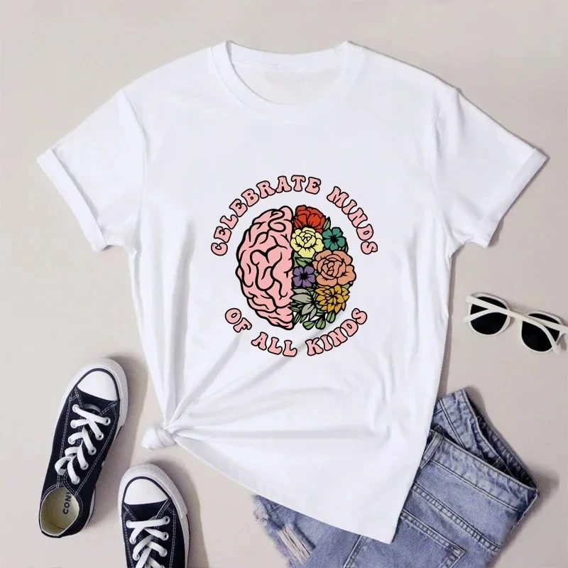 Celebrate Minds of All Kinds Autism Awareness T-shirt Aesthetic Neurodivergent ADHD Tee Shirt Neurodiversity Social Worker Top