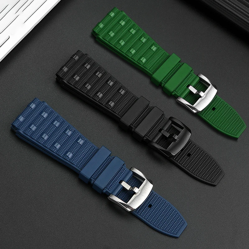 Wysokiej jakości pasek do zegarka z gumy fluorowej do paska Breitling Super Chronomat B01 Superocean Avenue z podniesioną składaną klamrą 22mm 24mm