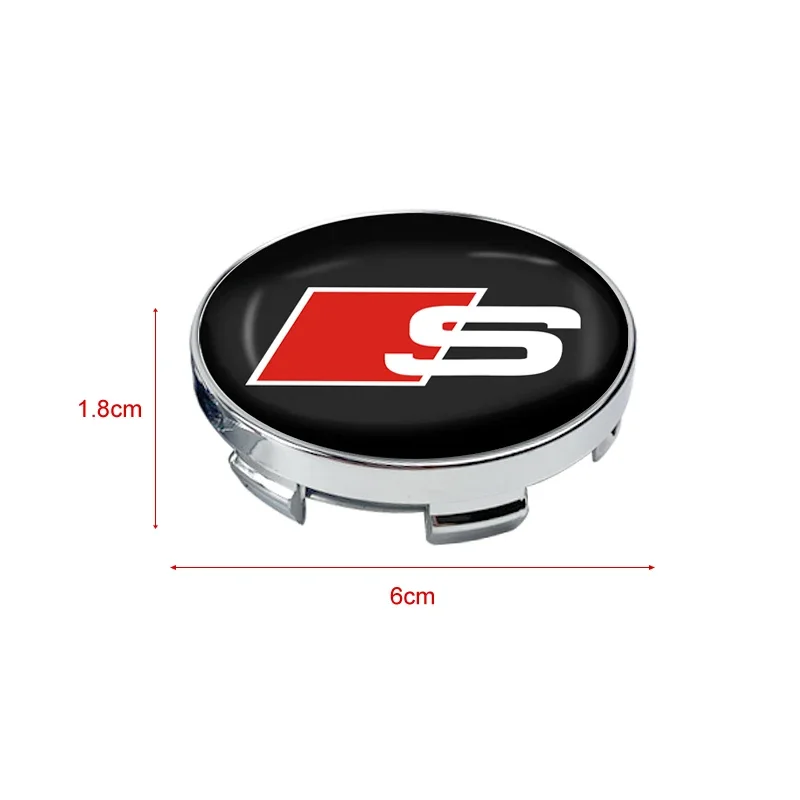 4pcs 60mm Car Wheel Center Hub Cap Rim Cover Emblem Sticker Audi sline TT Q3 Q5 Q7 Q8 S3 A4 A5 A6 A7 R8 B5 B6 B7 B8 C5 C6 C7 V8