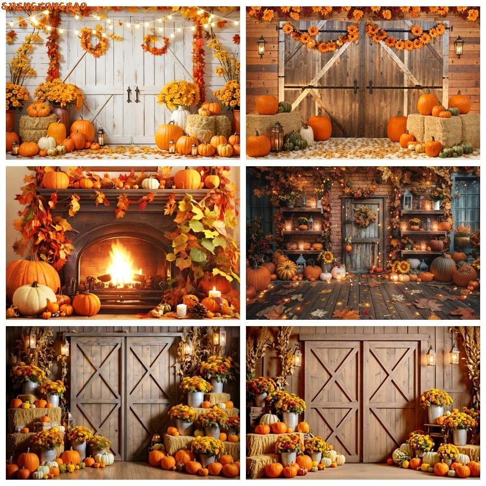 Toile de fond de Thanksgiving d'automne pour la photographie, fond de récolte d'automne, décor de fête d'anniversaire de douche de bébé, studio photo de Aliments d'érable