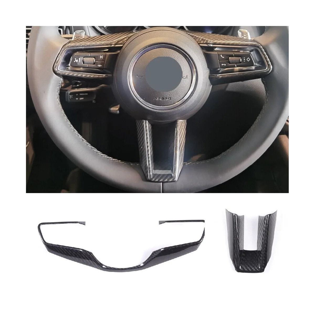 

Car Steering Wheel Decorative Frame Cover Panel Dry Carbon Fiber for Porsche Macan 2022-2023 Interior Accessories