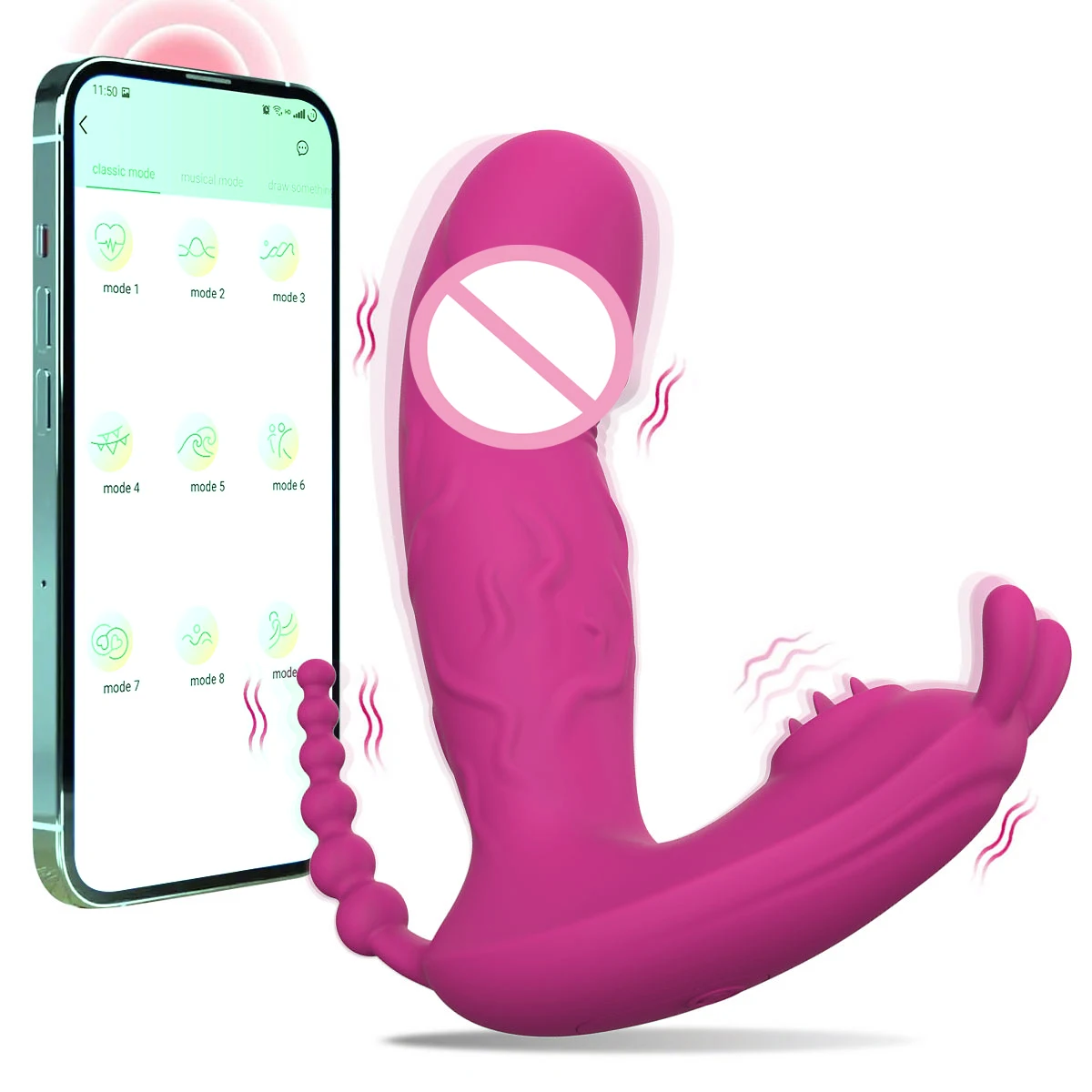 APP Wearable Sex Toy Vibrator Dildo 3 In 1 Panty Masturbator G-Spot Clitoral Stimulator Massager for Female Couples Adults 18