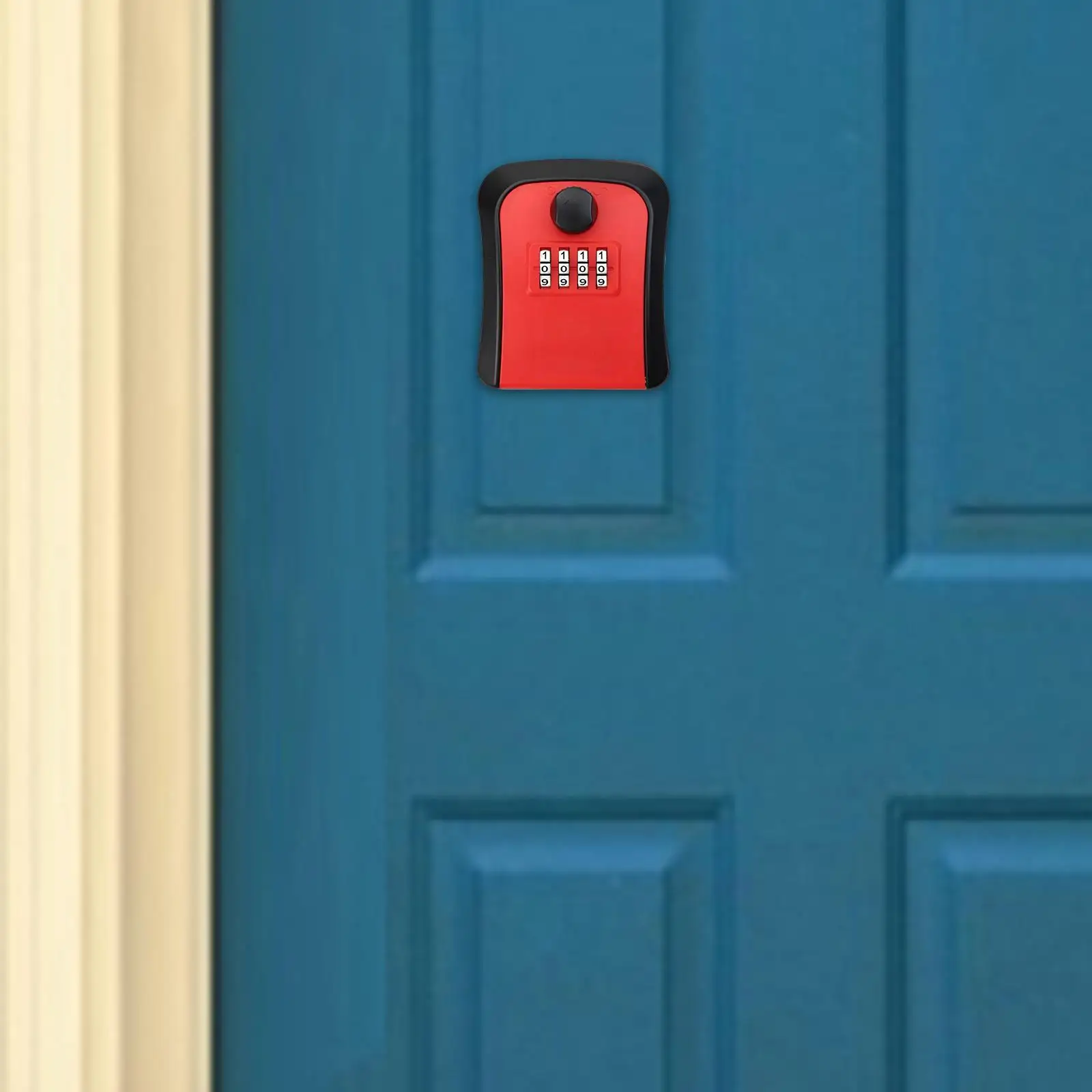 Caja de cerradura de almacenamiento de llaves al aire libre, 4 dígitos, montada en la pared para jardín, hogar interior