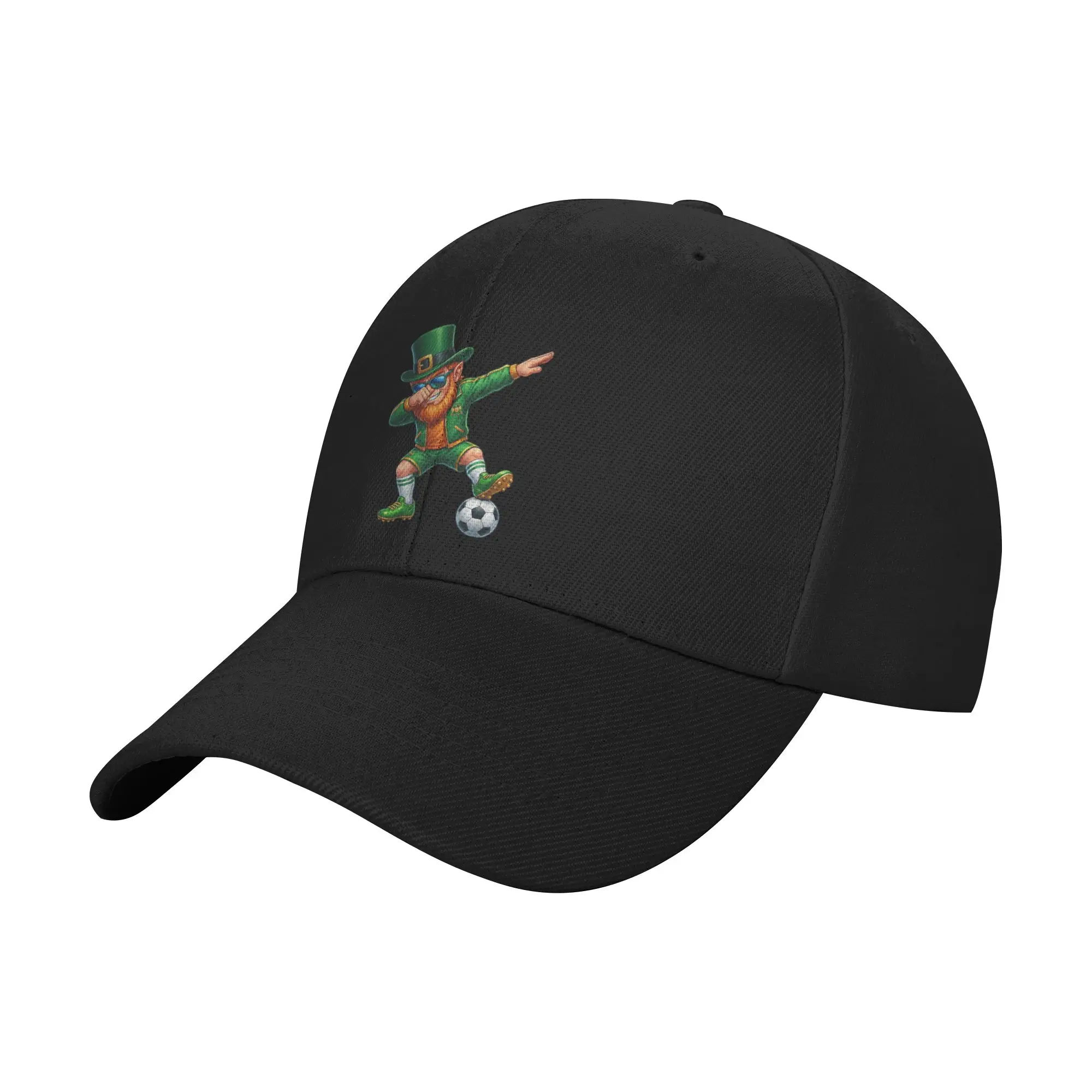 Funny Leprechaun Palying Soccer Player St Patricks Day Baseball Cap Outdoor Gym Sunscreen Hip Hop Hats Retro Print Baseball Caps