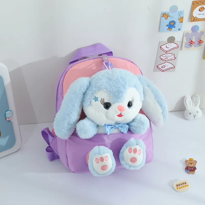 Cartoon Kindergarten Backpack 2024 New Children\'s School Bag Cute Plush Rabbit Doll Backpack 1-3 Grades