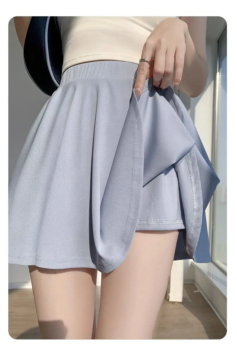 Yasuk Spring Summer Sporty Casual Slim Sport Shorts Pants Panty Dress Sweet Cool Girl Soft Ice Silk Pleated Skirt