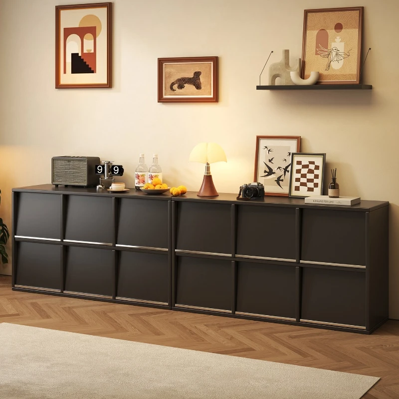 

Black chest cabinet, locker, integrated free combination cabinet, retro living room cabinet, locker, household bookcase