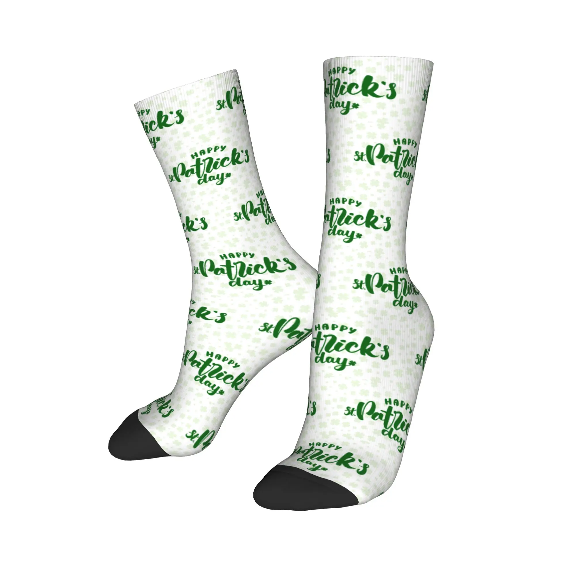 

New Male Men Socks Happy St Patrick's Day Sock Irish Green Lucky Shamrock Graphic Women Stockings Spring Summer Autumn Winter