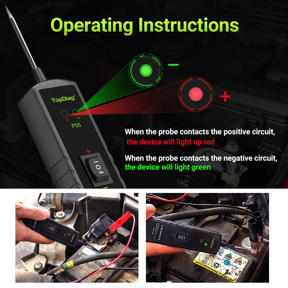 New JDiag P55 Topdiag P55 12-24V OBD CAR Electrical Control System Activator Wiring Tester Power Short Circuit Diagnostic Tool