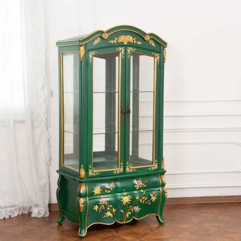 Antique Wooden Wine Rack Cabinet with Two Doors Corner Display Cabinet Wooden Household