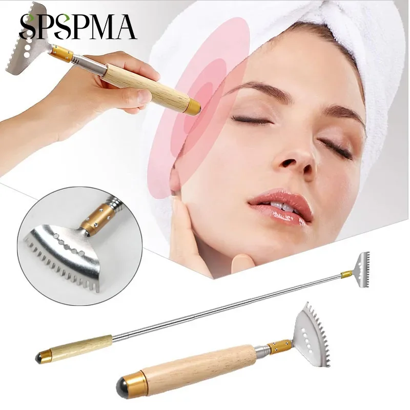 1Pcs Back Scratcher, Metal Back Scratcher Telescopic Wooden Handle - Wide Claw,Face Head Scalp Butt Scratcher Back Massager Tool