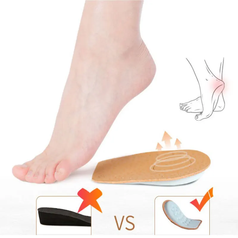 1Pair Leather Insoles Back Pad Heel Cup Half Code Pad Soft High Heel Insoles Shock Absorbing Breathable Insole Shoes Accessoires