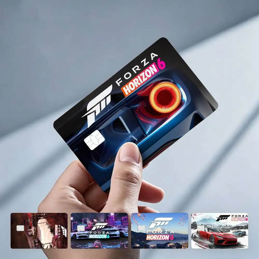 Neon Nights F-Forza H-Horizon 6 Juego de 4 pegatinas para tarjetas bancarias (tarjeta de débito) resistentes a la decoloración, al desgaste y a los arañazos