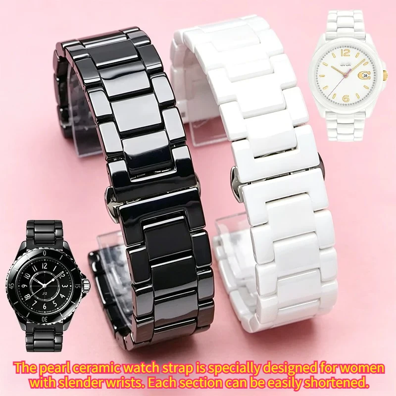 Correa de reloj de cerámica, cadena de acero inoxidable para mujer, para relojes originales COACH, Movado, Huawei, CK, Dior, Folli Follie, TITUS, JOJO, dw