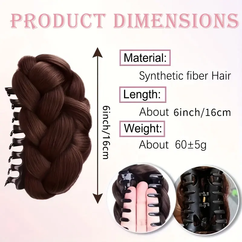 مشبك شعر صناعي بمخلب كعكة شعر مستعار منفوش طبيعي مشبك شعر أسود وبني على شكل كعكة رأس شعر مستعار تمديد للنساء