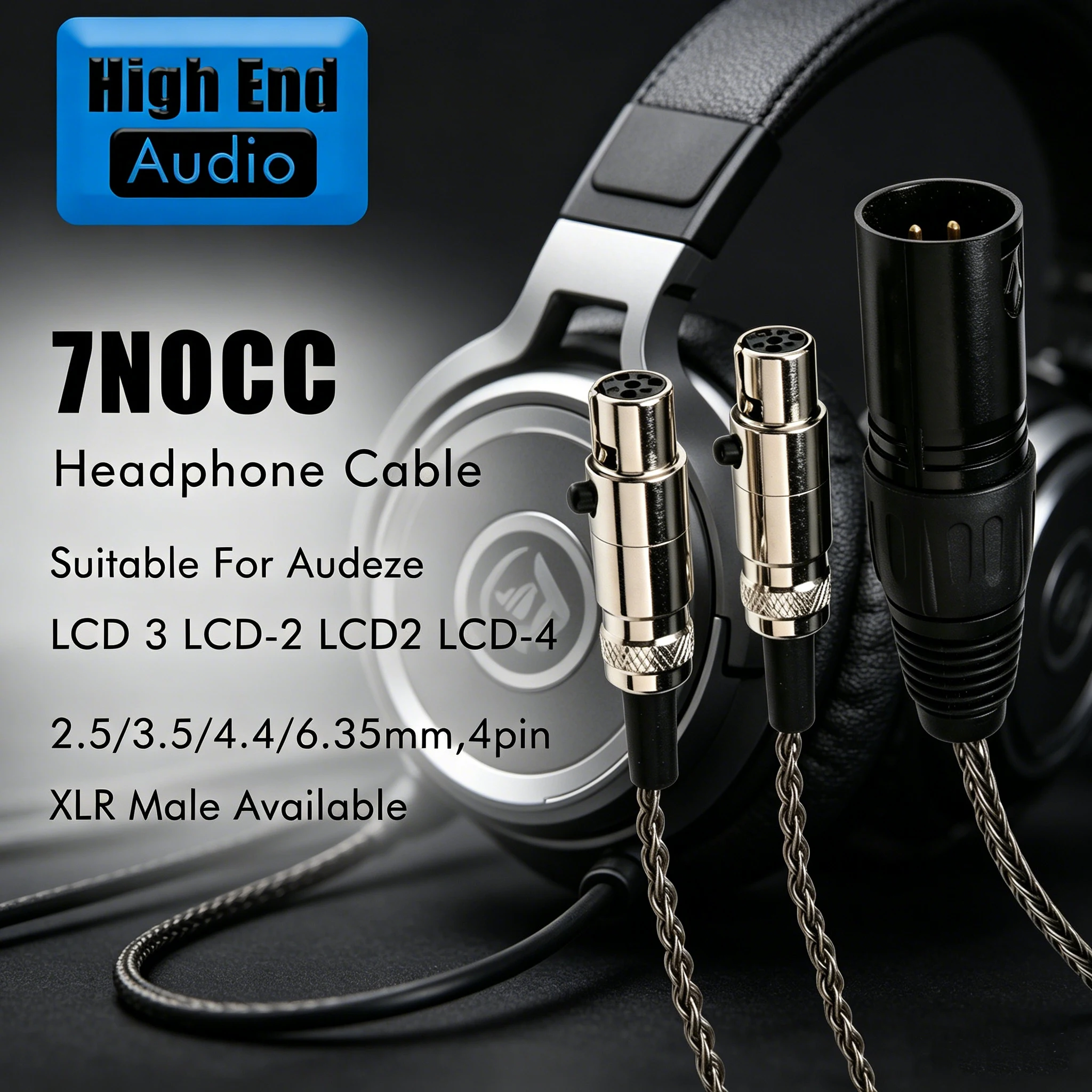 16CoreS HIFI 4PIN XLR Balanced Earphone Headphone Upgrade Cable occ2.5 3.5 4.4mm Silver Plated for Audeze LCD 3 LCD-2 LCD2 LCD-4