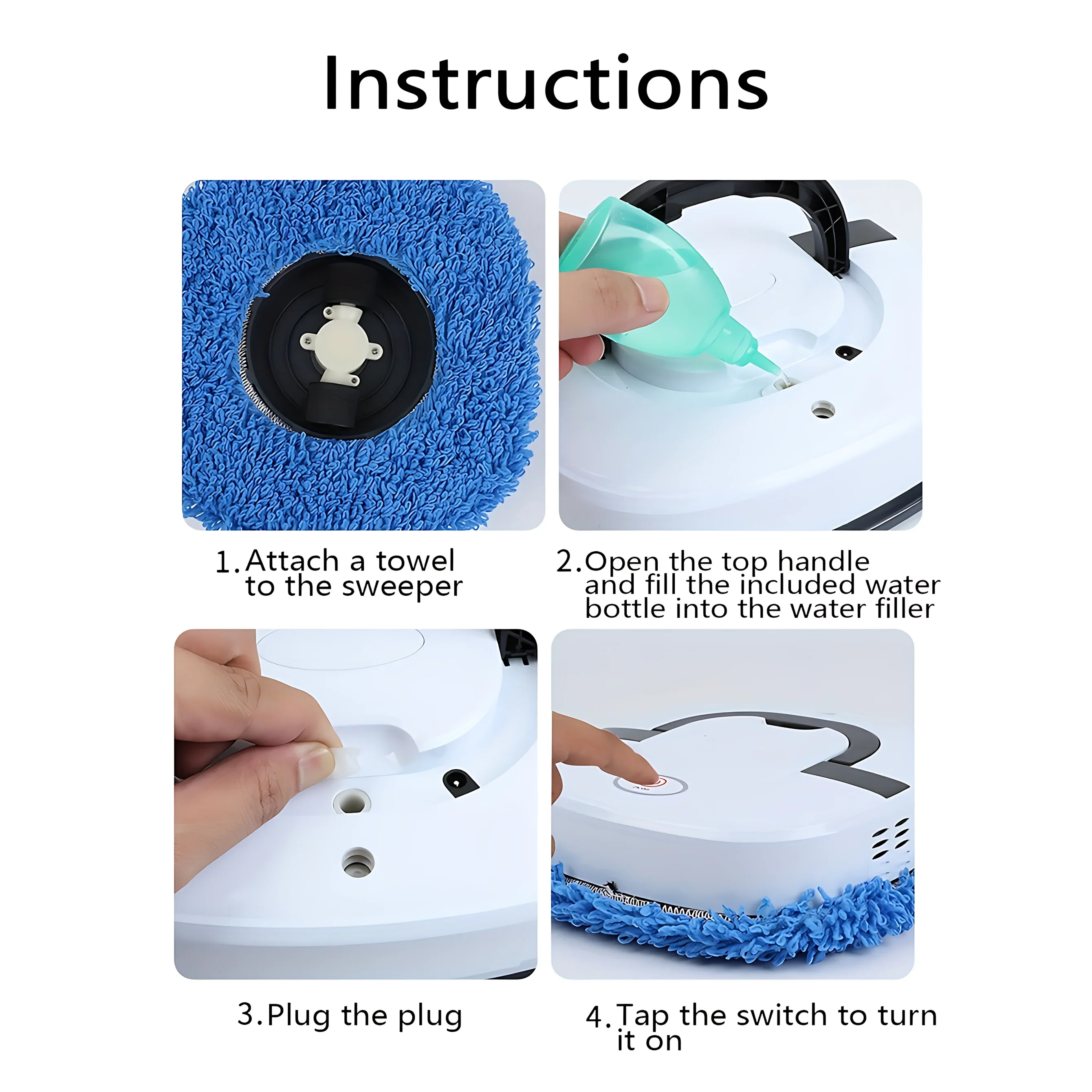 Smart Mopping Robot with Automatic Spray & Humidifying,USB Rechargeable,Quiet Operation, Anti-Collision, for Home Floor Cleaning