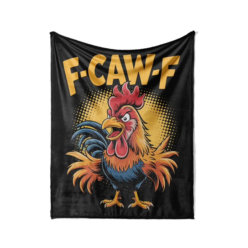 Gaslight Gatekeep Girlboss F-Caw-F Funny Chicken Humor Quote Throw Blanket Rooster Meme Soft Fleece Blanket for Couch Bedroom