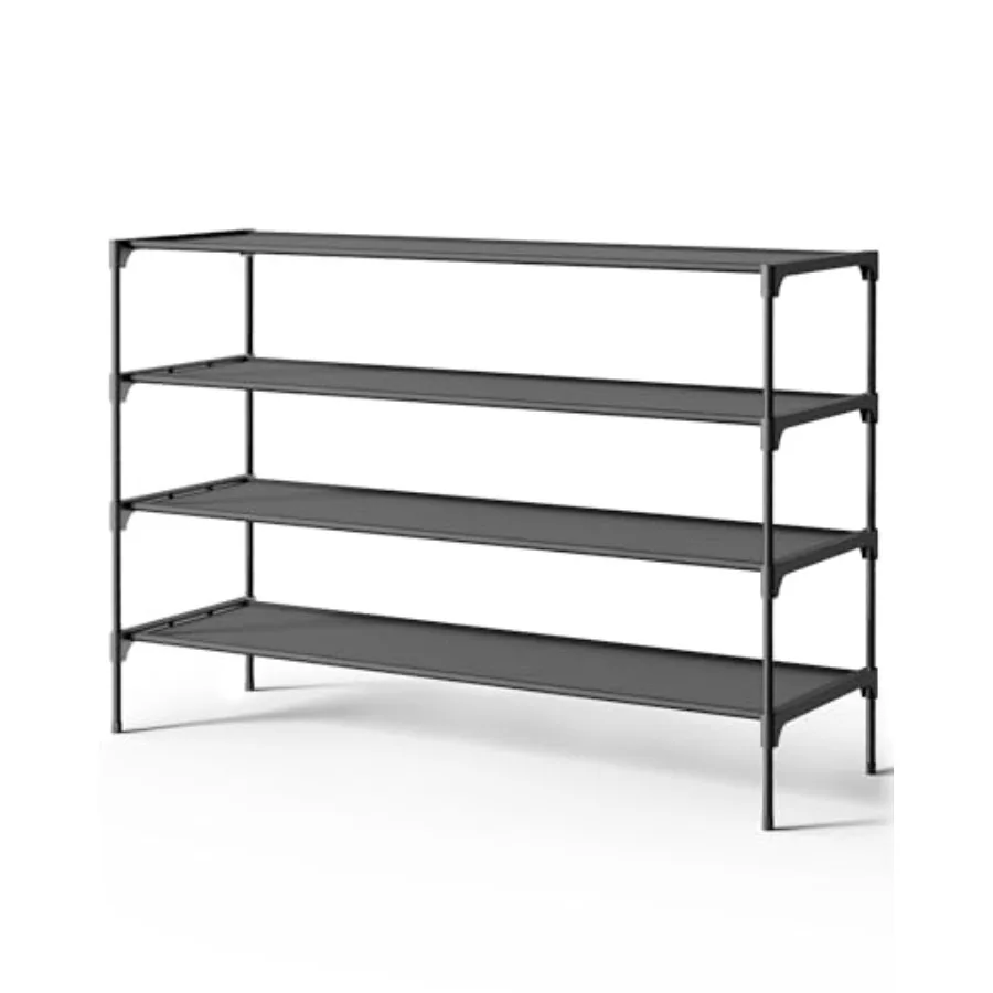 

Стеллаж для обуви из нетканого материала, органайзер для обуви, для прихожей, гаража и коридора, штабелируемый, ширина 36,2 дюйма, 4 яруса, черный