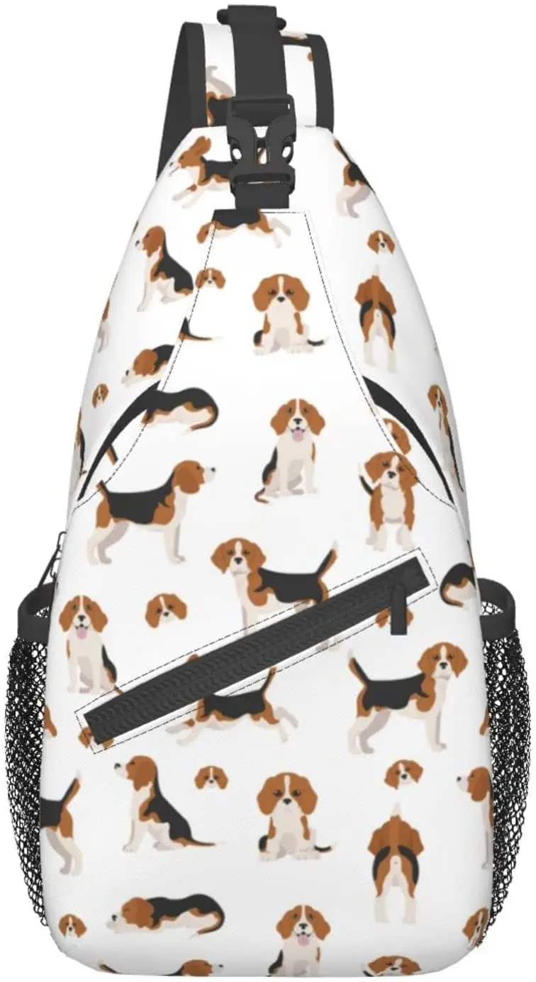 Beagle Puppy Dog Cute Hiking Daypack Crossbody Shoulder Backpack Sling Bag  Travel Chest Pack for Men Women