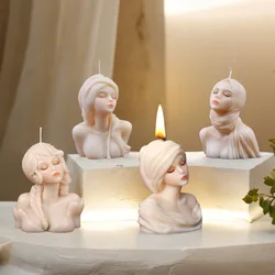DIY Sweet Girls Portrait Candle Silicone Mold Handicraft 3D Ladies Bust Aromatherapy Candle Plaster Resin Mould Home Decor Gifts