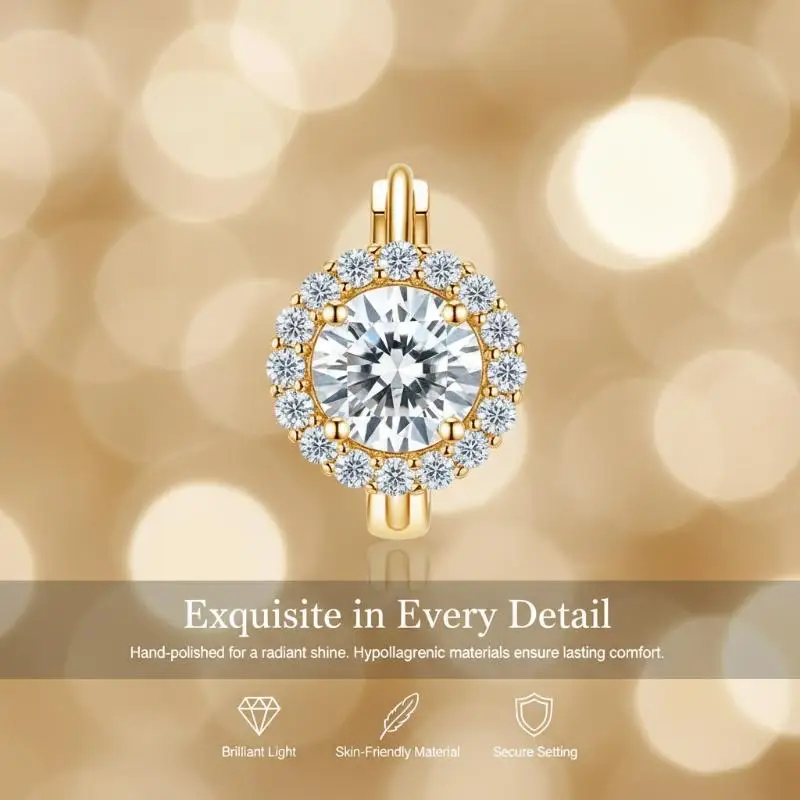 Dainty Women's Hoop Earrings With Brilliant Round Cubic Zirconia Silver Color/Gold Color Fashion Versatile Female Jewelry