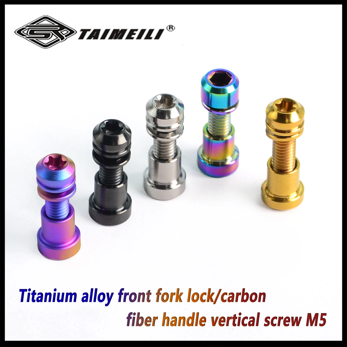 TAIMEILI 2PCS titanium alloy bolt double headed nut kit M5x16/18/20mm - suitable for 3T handle/fork fixing screw