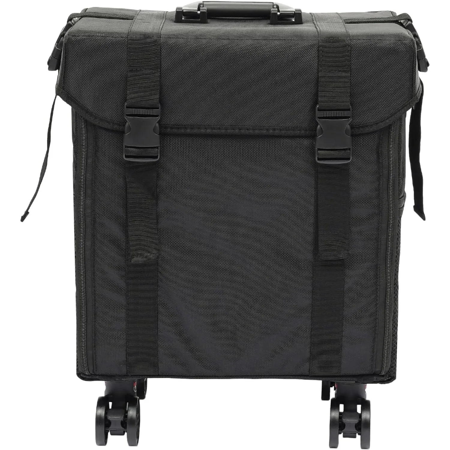 Estojo de maquiagem com rodinhas, puxado à mão, com 8 gavetas removíveis, estojo de maquiagem com rodas universais e fivela de inserção reta