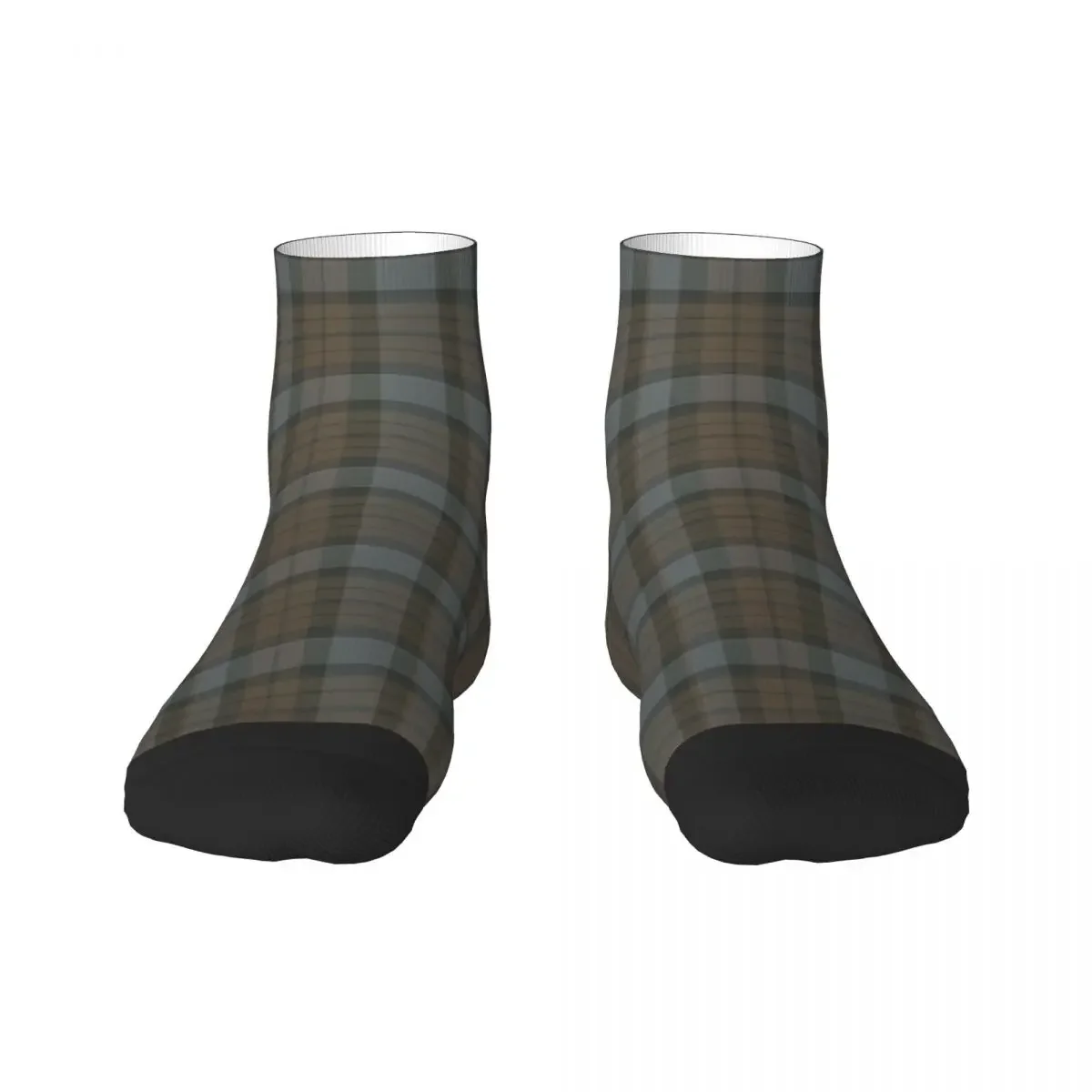 Fashion Brown Grey Plaid Tartan Textured Socks Men Women Warm 3D Print Classic Gingham Sports Basketball Socks