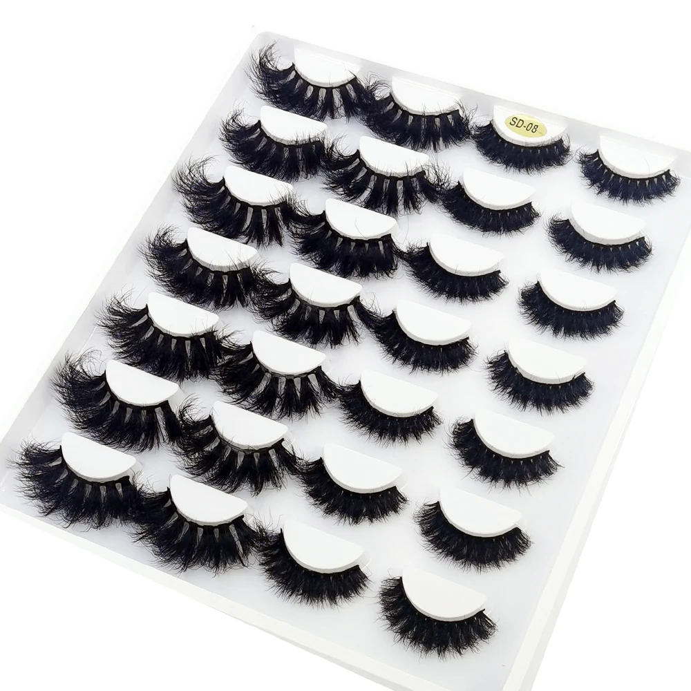 HBZGTLAD 14 Paar Wimpern 25mm Kunstnerz-Wimpern Langanhaltende Flauschige Nerzwimpern Dramatische Volumen-Wimpernverlängerung Dick Lang – Detail 20