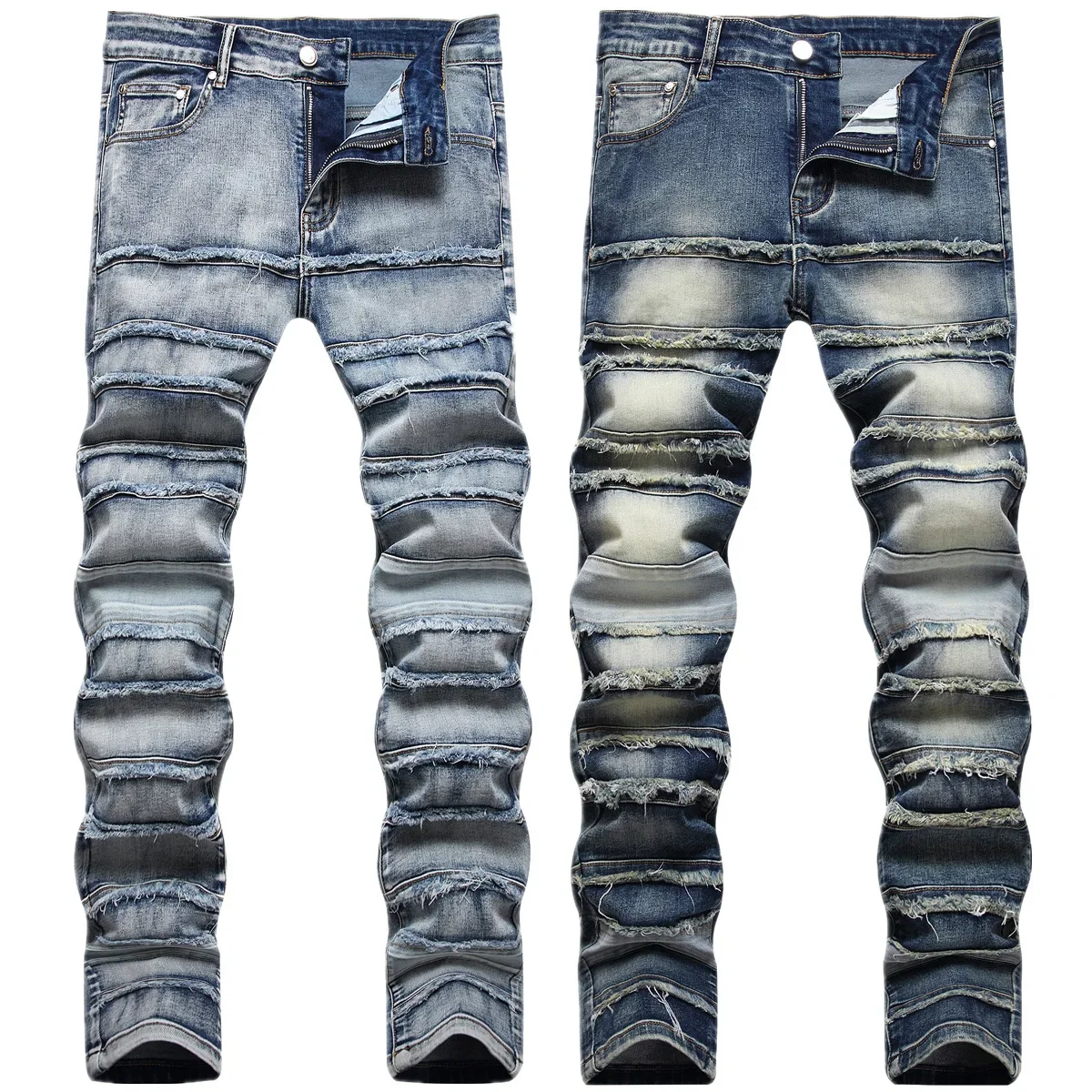 

chareiharper plus size 8811 European and American men's jeans high street ripped jeans without elastic small feet slim embroider