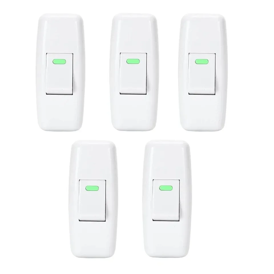 5 unidades de interruptor de cabo branco com 2 pinos, 250V, 10A, interruptor de cabo em linha com botão de pressão para luminária de mesa, luminária de cabeceira e iluminação doméstica.