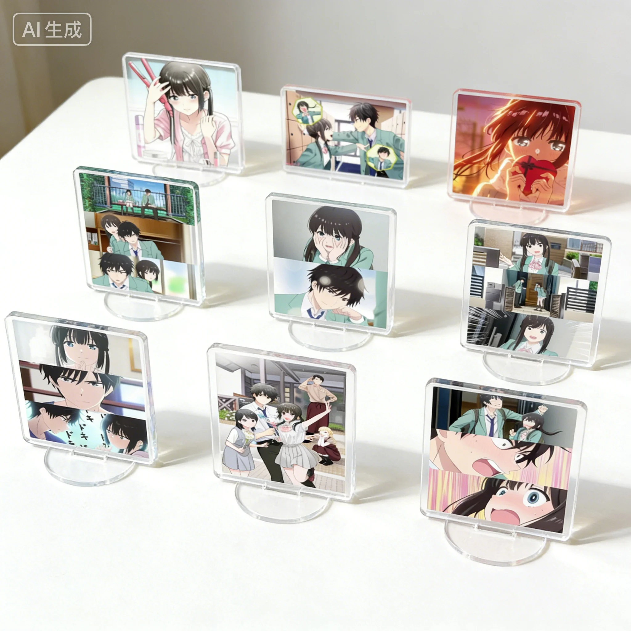 Anime I Want To End This Game of 'I Love You' rectangle Acrylic Stand Model Plate Keychains Bedroom decoration Fans Gifts