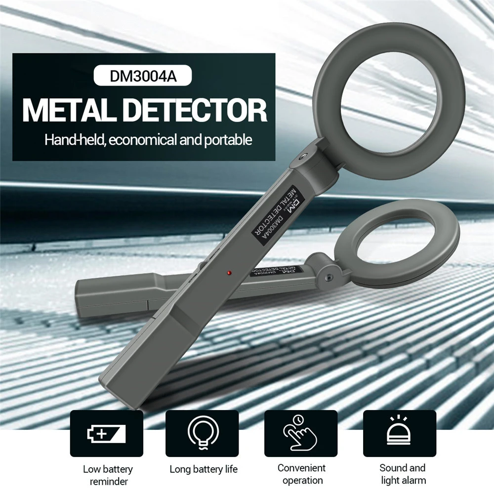 Detector de Metales DM3004A, alarma de mano, escáner de Metal de alta sensibilidad, verificador de seguridad, Pinpointer, bobina de búsqueda,