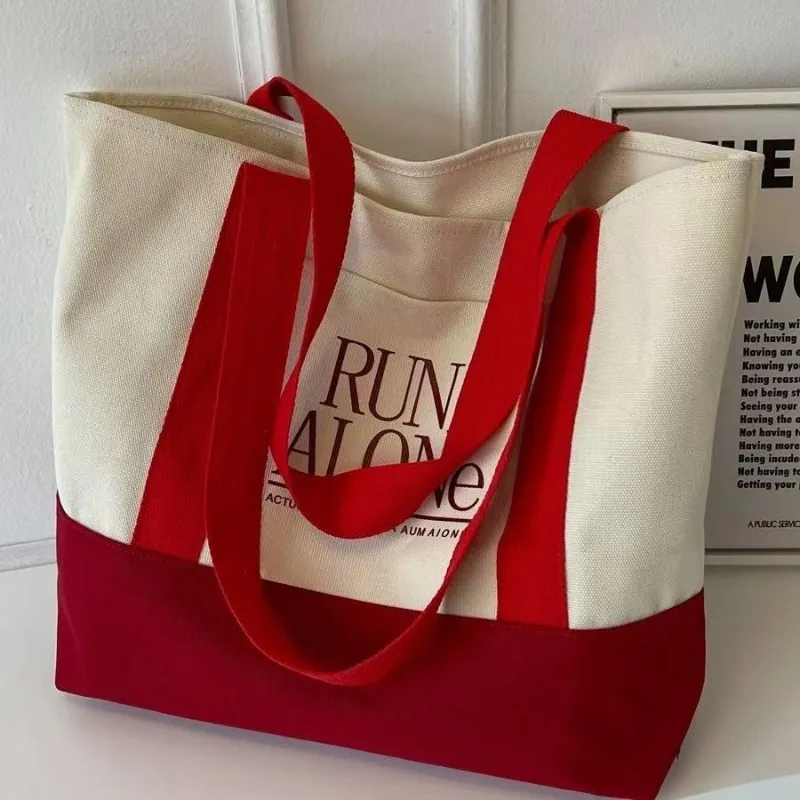 

1pcs/set Women's Canvas Shoulder Bag Large Capacity Polyester Commuting Tote Handbag for Travel Work Daily Use