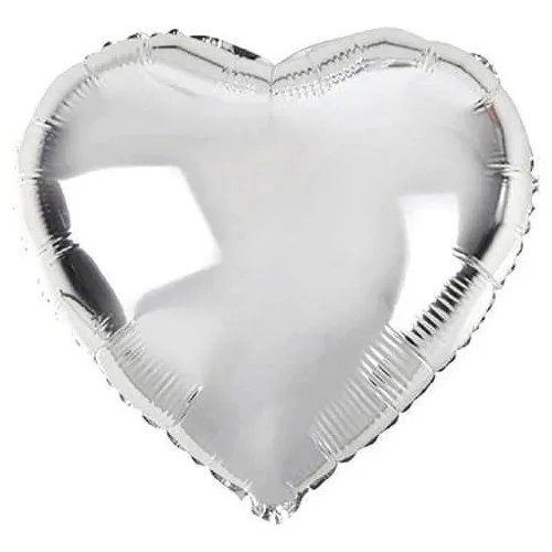 Aydınlı Party Accessories Heart Shaped Silver Color Foil Balloon 45 cm 5 PCs