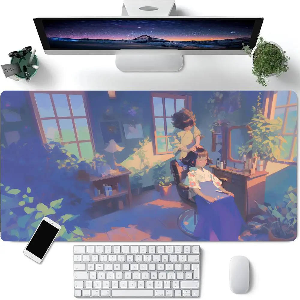 

Japanese Anime Girl Mouse Pad Large Rubber Base Anti-slip PC Desk Accessories Mousepad for Office & Gamer Keyboard Mat Decor Rug