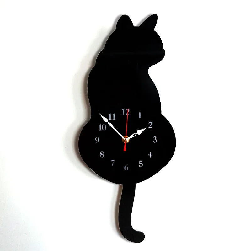 Cartoon Acrylic Art Clock Home Decoration Living Room Wagging Tail Cat Children\'s Room Creative