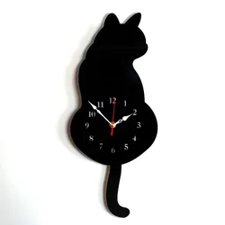 Cartoon Acrylic Art Clock Home Decoration Living Room Wagging Tail Cat Children's Room Creative