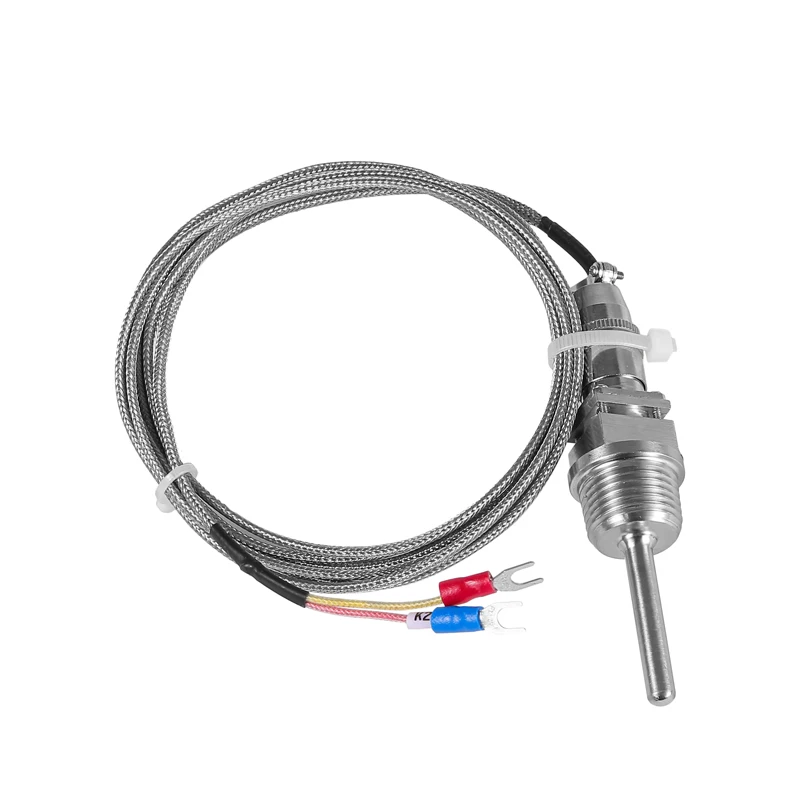 1250°C K Type Detachable 3Pin Connector Temperature Sensor Stainless Steel Probe Thermocouple Tube Thread 1/2’\'NPT Aviation Plug