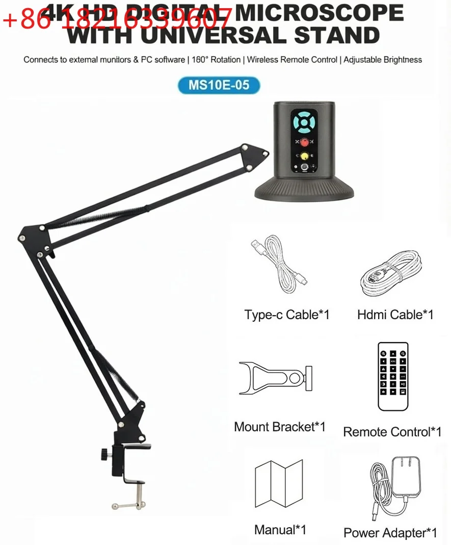 YAO 4K Digital Microscope 8.3MP IMX415 HDMI USB Industrial Camera 60 LED Magnifier w/ Adjustable Boom Stand Wireless Remote Cont