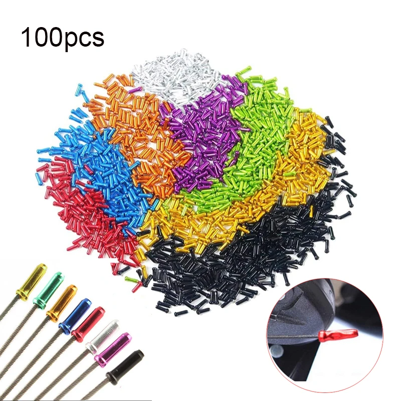 

100Pcs Aluminum Bicycle Brake Wire End Caps MTB Road Bike Brake Cable Cap Wire End Cap for Brake Shift Derailleur Cable