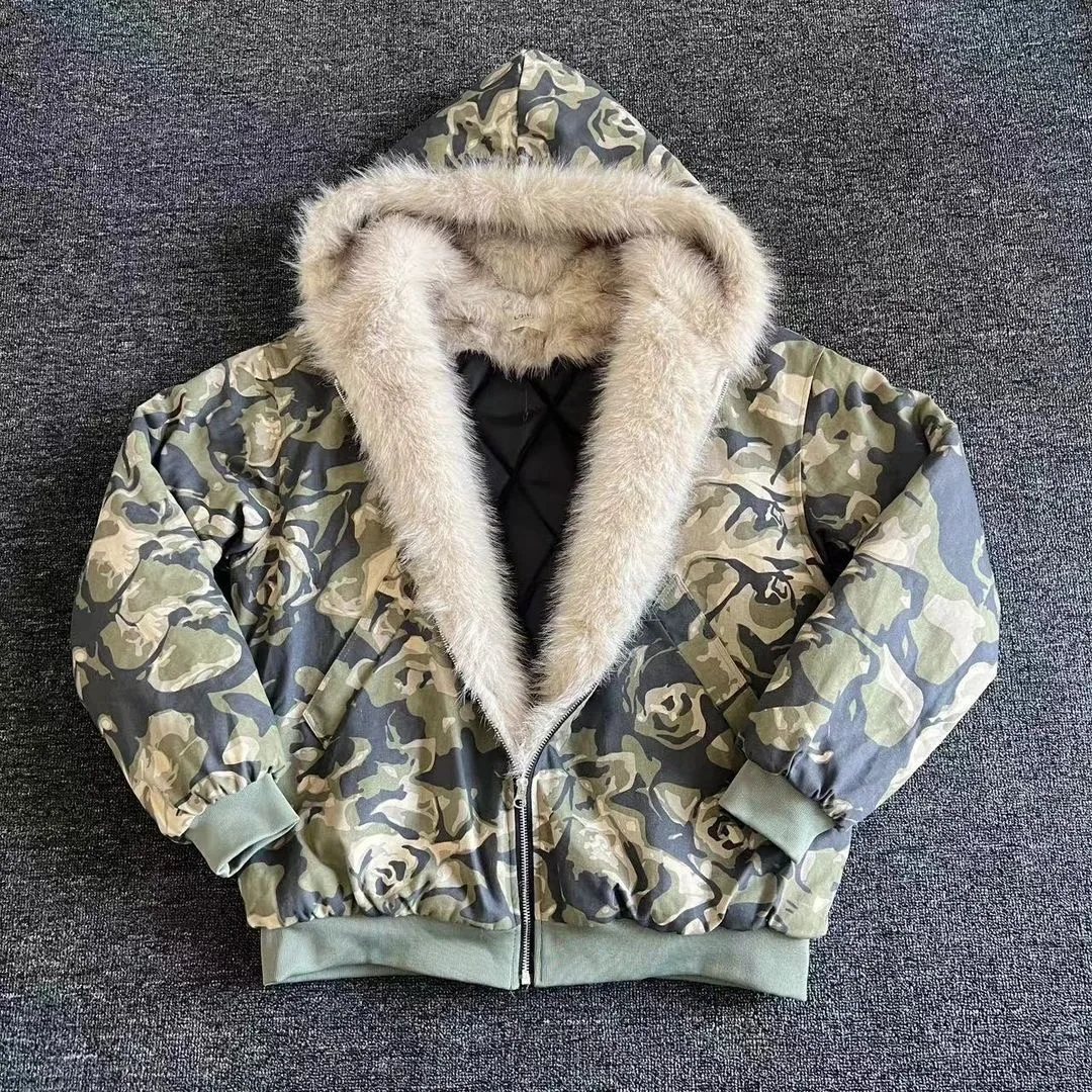 American Vintage Camouflage Plush Hat Jacket Y2K High Street Hip hop Harajuku Loose Women Make Old Hoodies Fashion Streetwear